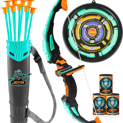 Kids Bow and Arrow Set, LED Light up Archery Toy Set with 9 Suction Cup Arrows, Target & Arrow Case, Indoor and Outdoor Hunting Play Gift Toys for Kids, Boys & Girls Ages 6-12