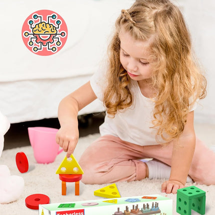 Montessori Toys for 1 2 3 Year Old Boy Girl, Toys for Ages 2-4 Toddlers Kids Baby, 1 2 Year Old Boy Girl Birthday Gifts, Wooden Learning Puzzles Shape Sorter Toys for Toddlers 1-3