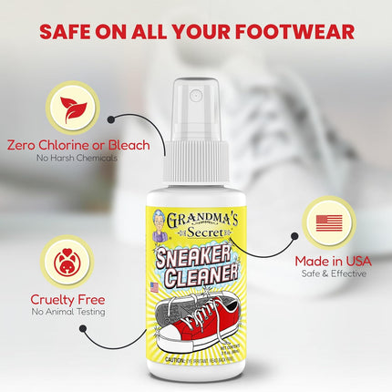Shoe Cleaner - Stain Remover Spray for Rubber, Canvas and Leather - Removes Dirt, Grime and Grass - Sneakers Cleaner for Outdoor Shoes, Slippers and Moccasins - 3 Ounce