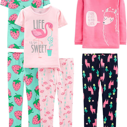 Girls 6-Piece Snug Fit Cotton Pajama Set