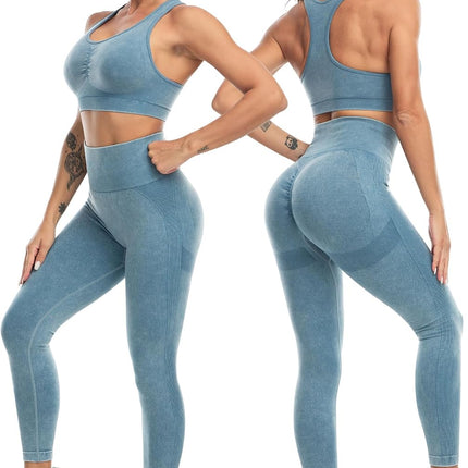 3 Piece Workout Sets for Women Butt Lifting Leggings with High Impact Sports Bra Gym Shorts