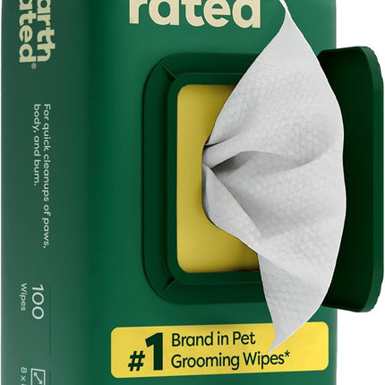 Pet Wipes for Dogs and Cats, Hypoallergenic, 3-In-1 Cleaning, Deodorizing and Hydrating, for Grooming Paws, Body and Butt, Unscented, 100 Count