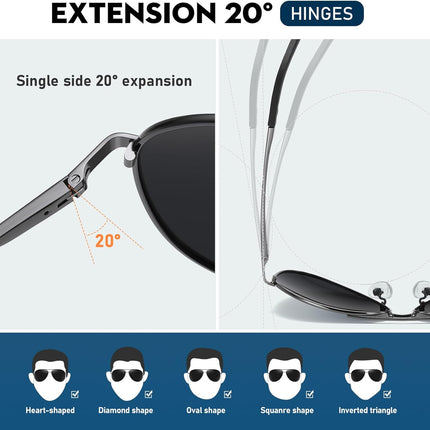 Sunglasses Men Polarized Aviator Sunglasses for Men Women Fishing Driving Sun Glasses Metal Frame UV Protection
