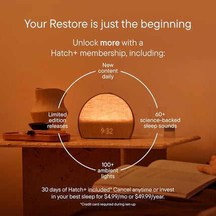 Hatch Restore 3 Sunrise Alarm Clock, Sound Machine, Smart Light (Putty) - White Noise, Screen-Free Sleep Routine