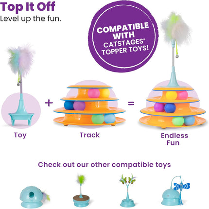 Tower of Tracks Cat Toy – 3-Level Track Tower with 6 Balls, Interactive Cat Toy for Indoor Enrichment