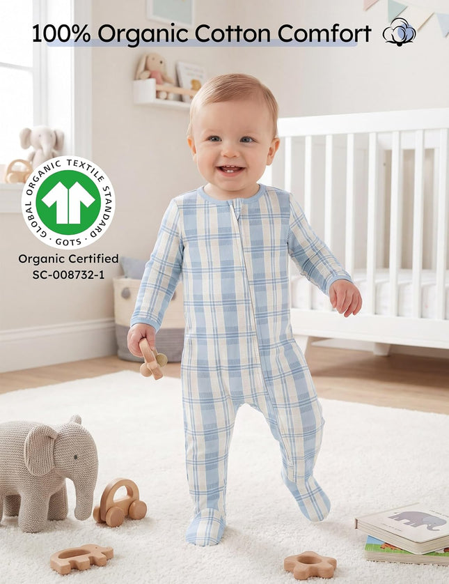 Baby Pajamas 100% Organic Cotton Baby Sleepers for Newborn 0-3 3-6 6-9 Months Boys Girl Clothes 3Pcs Footed Pjs