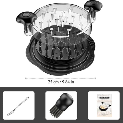 Chicken Shredder Tool Twist Large Chicken Breast Shredder with Brush&Fork, Visible Meat Shredder Machine, Strong Anti-Slip Strip, Ergonomic Handle, BPA Free, Suitable for Pork Beef Chicken