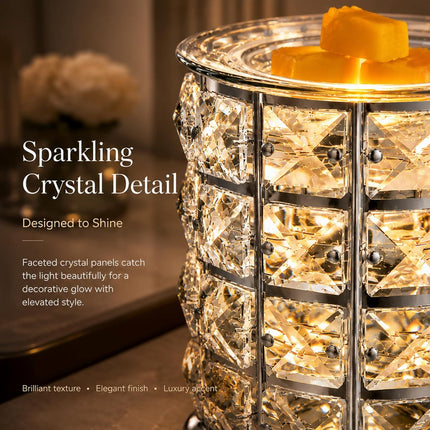 Wrought Iron Crystal Wax Melt Warmer Electric Oil Burner Wax Melt for Home, Kitchen, Living Room, Bedroom, Spa(Silver)