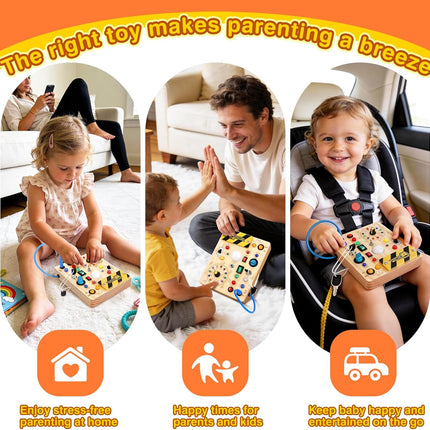 Busy Board for Toddlers - Montessori Educational Toy for 1-3 Year Old Boys & Girls | Travel-Friendly Sensory Learning Activity | Ideal for Kids with Autism(Clocks Busy Board)