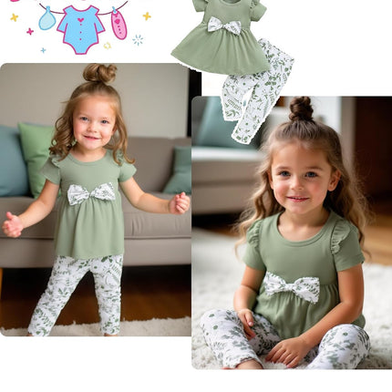 Baby Girl Clothes Toddler Girl Outfits Infant Girl Summer Clothes for Girl Ruffle Shirt Pants+Cute Headband 3PCS