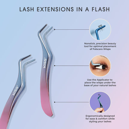 KISS  DIY Eyelash Extension Wisp Applicator for Mistake-Proof Artificial Lash Placement – Ergonomically Designed Handle to Easily Build Your Featherlight Synthetic Reusable Eyelash Clusters