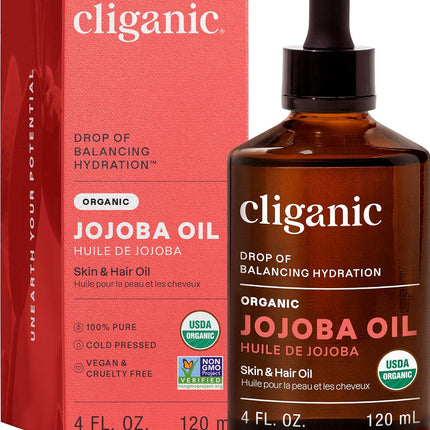 Organic Jojoba Oil, 100% Pure (4Oz) | Moisturizing for Face, Hair, Skin & Nails | Natural Cold Pressed Hexane Free | Base Carrier Oil