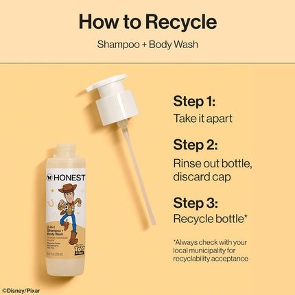 The Honest Company Cleansing 2-In-1 Shampoo + Body Wash, Gentle on Skin, Dermatologist Tested, Tear Free, Hypoallergenic, Disney and Pixar'S Toy Story, Orange Creamsicle