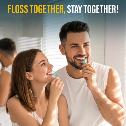 Dual Slickers Floss Picks - Double Threaded Dyneema Dental Floss with Foldable Toothpick for Effective Plaque Removal - Unflavored- 150 Ct