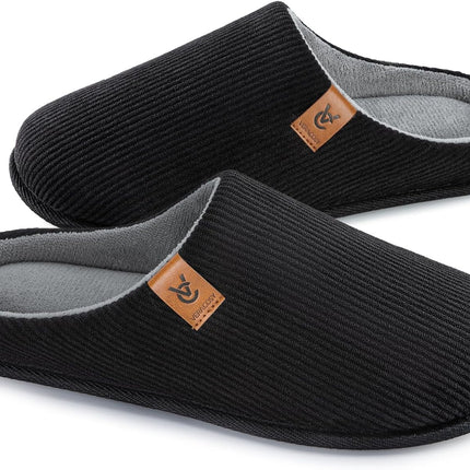 Men'S Cozy Slip-On Slippers Corduroy Memory Foam Indoor House Shoes