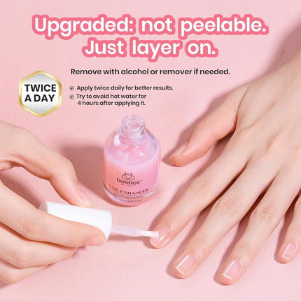 Beetles Nail Strengthener, Air Dry Pink Neutral Nail Polish Strengthener and Nail Growth Treatment Strengthener for Thin Nails and Growth
