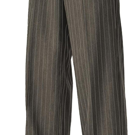 Mens Pinstripe Casual Dress Pants Old Money Wide Leg Baggy Pleated Slacks Elastic Wasist Loose Fit Work Trousers