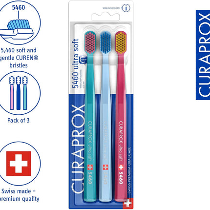 CS 5460 Ultra-Soft Toothbrush – Adult Tooth and Gum Care | Super Soft Curen® Bristles for Gentle Cleaning | Light Blue, Single Pack