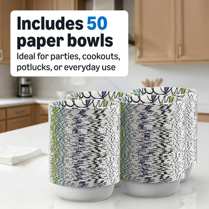 Ultra Disposable Paper Bowls, 20 Oz, Microwave Safe, Soak Proof, Strong & Sturdy, White, 50 Count (Pack of 2), Packaging May Vary