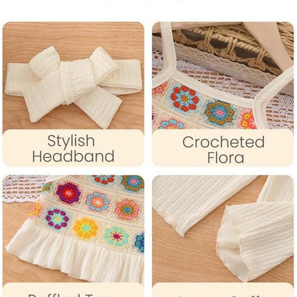 Toddler Baby Girl Summer Clothes Outfits Crocheted Ruffle Camisole Pants Kids Clothing Set