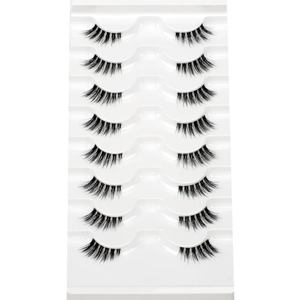 Fake Eyelashes Strips Half Lashes for Nude Makeup with Spikes Natural Small Accent Lashes 3/4 Band Short Wispy Volume Corner Eyelash 8 Pairs Pack