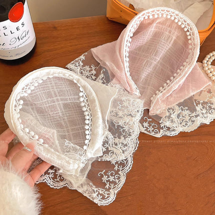 Head Scarf Headband for Women’S Hair, Lace Hair Bandana, Non-Slip Triangle Bandana Turban (Pink)