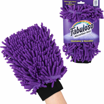 Microfiber Cleaning Mitt Glove, Lint-Free Scratch-Free Dusting and Washing for Furniture, Blinds, Baseboards, Shelves and Car Interior, One Size Fits All, Purple, 1 Count