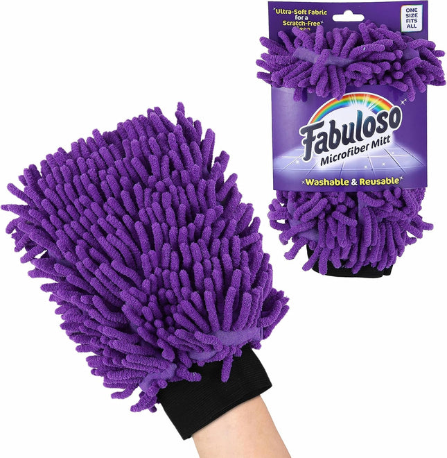 Microfiber Cleaning Mitt Glove, Lint-Free Scratch-Free Dusting and Washing for Furniture, Blinds, Baseboards, Shelves and Car Interior, One Size Fits All, Purple, 1 Count