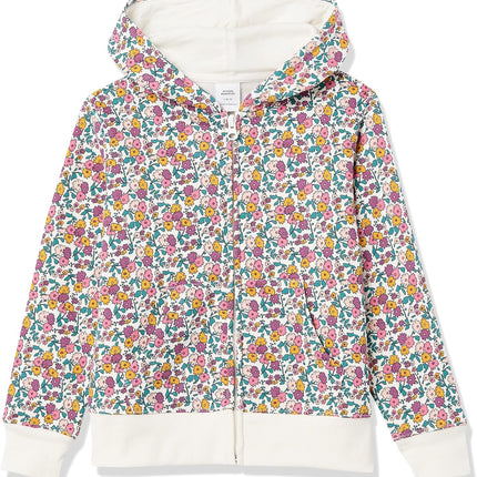 Girls and Toddlers' Fleece Zip-Up Hooded Sweatshirt with Lined Hood and Rib Knit Detail