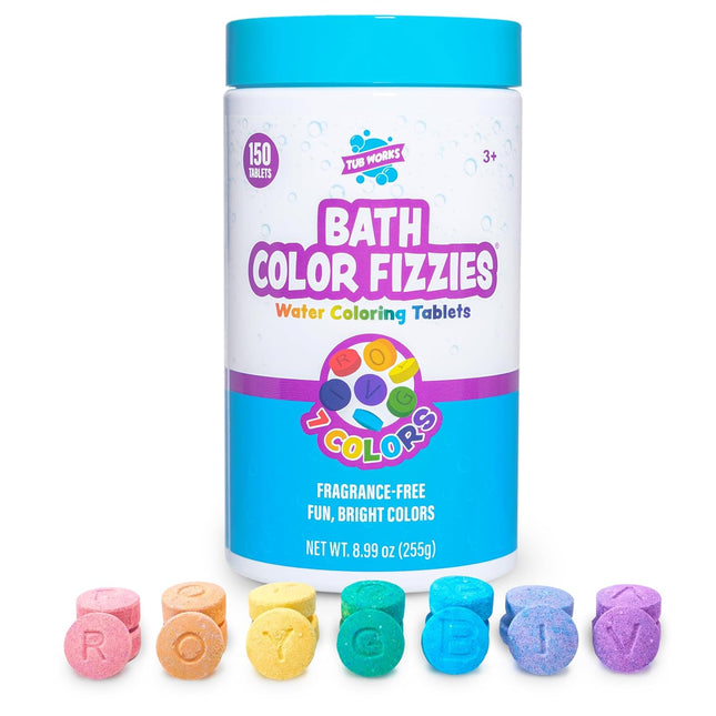 ® Bath Color Fizzies, 150 Count | Nontoxic & Fragrance-Free | Fizzy, Bath Color Tablets for Kids | Create Colorful Water Water Tablets in 7 Colors for Variety | Bath Bombs for Kids Bathtub