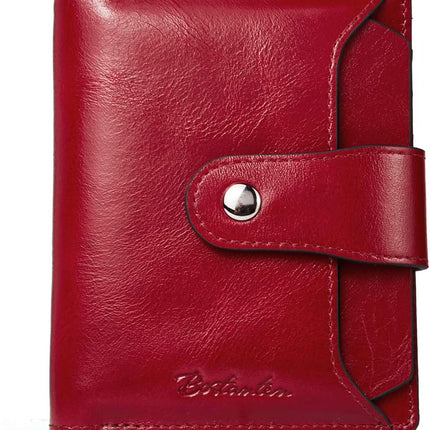 Women Leather Wallet RFID Blocking Bifold Zipper Pocket Wallet Card Case Purse with ID Window