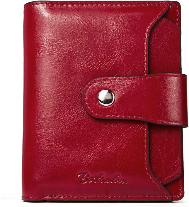 Women Leather Wallet RFID Blocking Bifold Zipper Pocket Wallet Card Case Purse with ID Window
