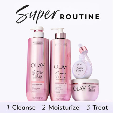 Super Serum Hand & Body Lotion for Dry Skin, 24Hr Long Lasting Hydration, 5+ Ingredient Complex for Bright Even Firm Luminous Skin, Sweet Vanilla & Soft Wood Scent, 18.5 Fl Oz