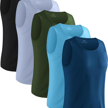 5 Pack Mens Running Sport Tank Tops Dry Fit Gym Wicking Athletic Mesh Breathable Cool Workout Sleeveless Shirts