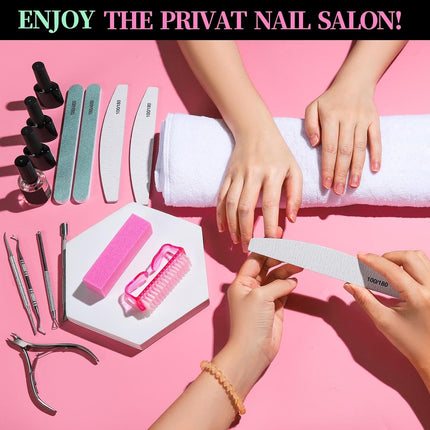 Nail Care Kit, Nail Files 100/180, Nail Buffer Block, Cuticle Nippers, Cuticle Trimmer, Cuticle Pusher, Nail Tools, Nail Kit, Pedicure & Manicure Tools, Nail Prep Kit, Manicure Kit for Women