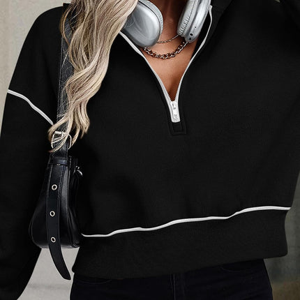 Women'S 2026 Fall Hooded Sweatshirts Long Sleeve Half Zip Cropped Hoodies Pullover Winter Fashion Clothes