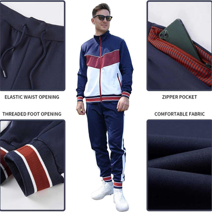 Men'S Casual 2 Piece Tracksuit Sets Long Sleeve Full Zip Jacket and Sweatpants Jogging Sport Outfits Sweatsuits