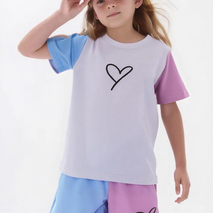Toddler Kids Girl Clothes Floral Letter Graphic Top + Shorts 2PC Girls Summer Short Set
