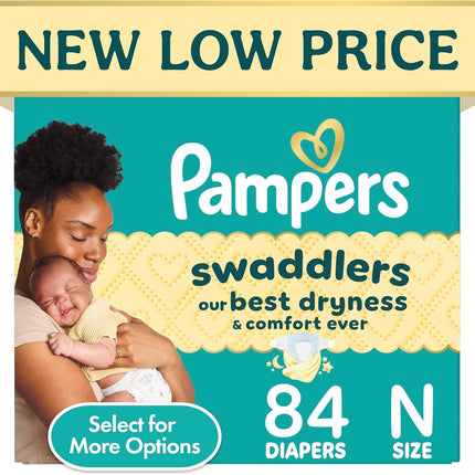 Swaddlers Diapers, Size 0 (Up to 10 Lbs), 84 Count, Hypoallergenic, Absorbent, Keeps Baby Dry and Comfortable, Skin Safe Disposable Newborn Baby Diaper