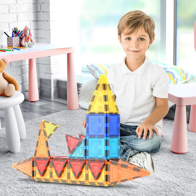 60 Piece Set 60Pcs Magnet Building Tiles Clear Magnetic 3D Blocks Construction Playboards - Creativity beyond Imagination, Inspirational, Recreational, Educational, Conventional