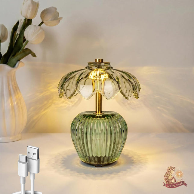 Rechargeable Table Lamp, Small Cordless Lamp with Timer, Green