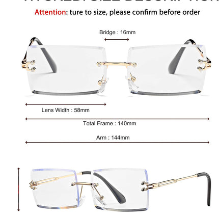 Rectangle Sunglasses for Men/Women Small Rimless Square Shade Eyewear
