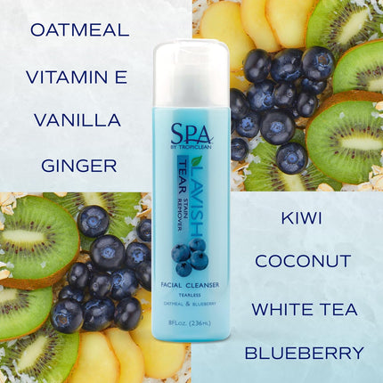 SPA Tear Stain Remover for Dogs | Blueberry Facial Shampoo | Odor Eliminator | Tearless | Whitening and Brightening | Made in USA | 8Oz.