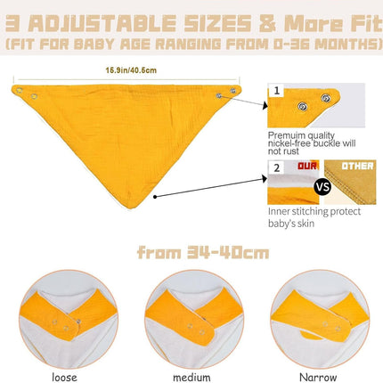 Muslin Baby Bibs,Soft Triangular Baby Bandana Drool Bibs for Baby Boy Girl,Solid Colors Bib for Drooling Teething
