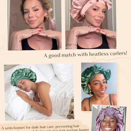 Adjustable Silk Bonnet for Sleeping Women Double Layer Satin Bonnet Reduce Friction Prevent Frizz Curly Hair