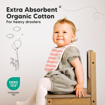 8-Pack Organic Baby Bibs for Drooling and Teething (Sweet Charm) | Soft Cotton Bibs for Baby Girl, Boy, Extra Absorbent, Easy to Clean & Put On, Toddler, Newborn, Infant 0-24 Months
