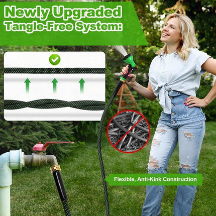 Garden Hose 50Ft, Non-Expanding Flexible Hose with 10 Function Nozzle, Lightweight, Kink Free, Sturdy, Leak-Proof, Portable, Water Hose 50Ft for Outdoor, Yard, Lawn, Car Wash and Camper Use