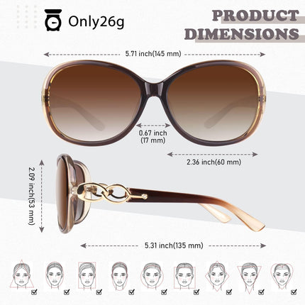 Sunglasses Womens Polarized Trendy Oversized Sun Glasses Fashion Ladies Shades 100% UV400 Protection S85