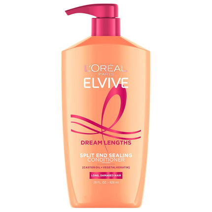 L'Oreal Paris Elvive Dream Lengths Super Detangling Conditioner with Fine Castor Oil and Vitamins B3 and B5 for Long, Damaged Hair, Instantly Detangles to Reduce Breakage with System, 28 Fl Ounce