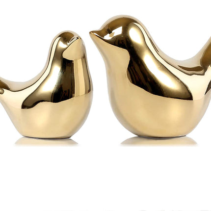 Small Birds Statues Gold Home Decor Modern Style Figurine Decorative Ornaments for Living Room, Bedroom, Office Desktop, Cabinets